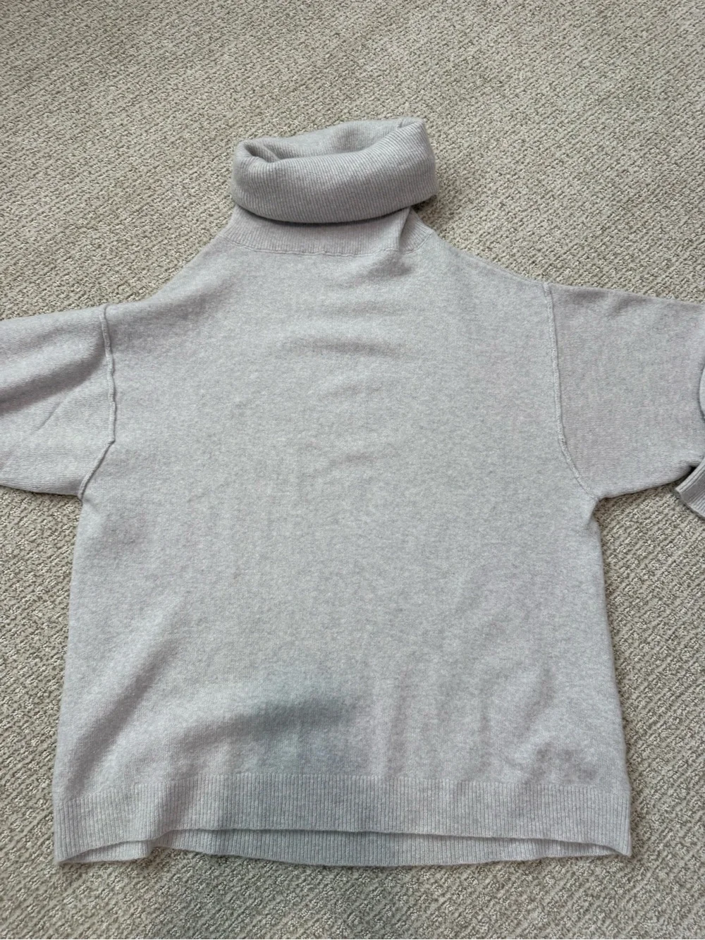 Free People Light Gray Turtleneck Short-Sleeve Sweater